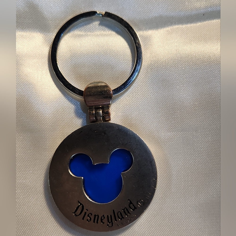 Disney Disneyland Mickey Mouse Keychain Purse Charm Translucent Blue Silvertone